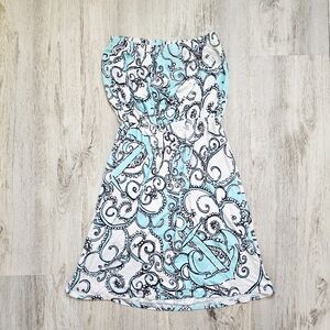 Lilly Pulitzer Atwood Spa Blue Strapless Dress XS